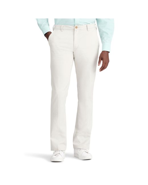 Izod White Mens Performance Stretch Straight Fit Flat Front Chino Casual Pants for men
