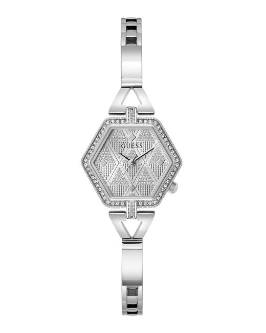 Guess White Analog Silver-tone Steel Watch 28mm