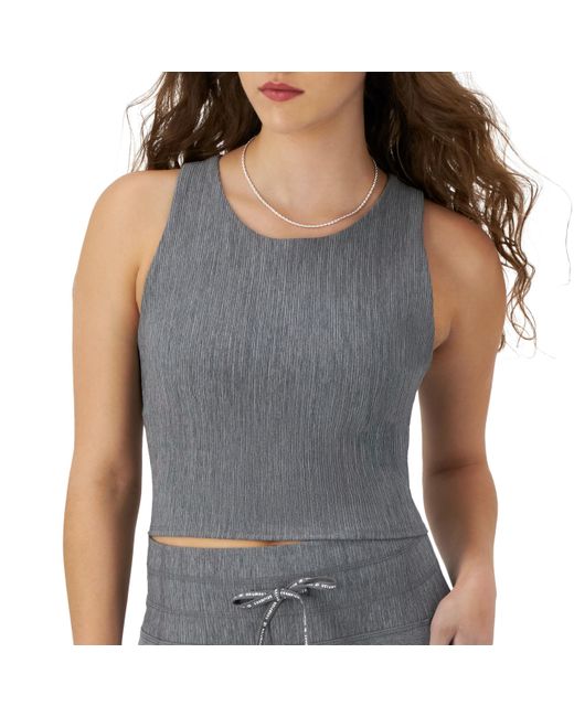Champion Gray , , Moisture Wicking, Anti Odor, Crop Top For , Ebony Heather Ribbed, Large