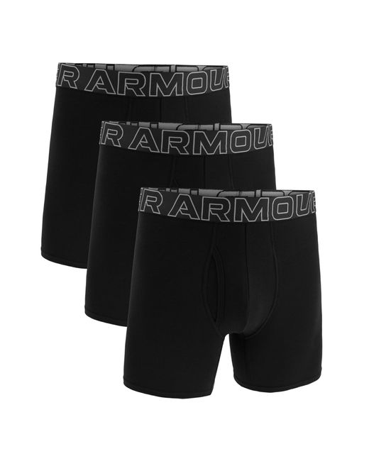 Under Armour Black Performance Cotton 6" 3 Pack Solid Boxer Briefs for men