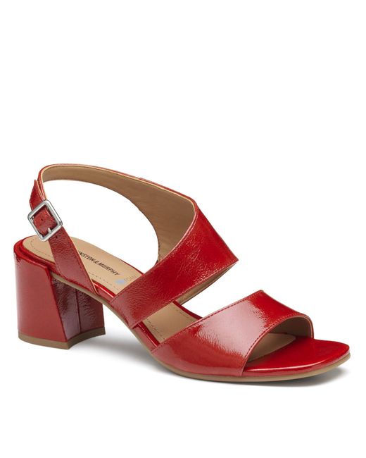 Johnston & Murphy Everly Asymmetrical Slide Red Crinkle Patent Leather- Size 6.5m