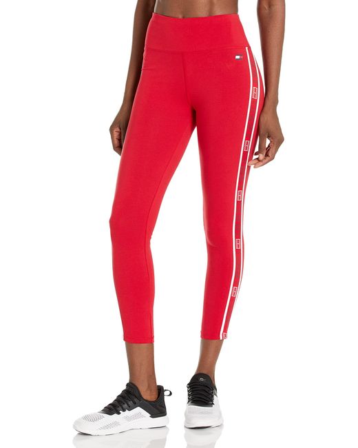 Tommy Hilfiger Red Performance High Rise Logo Taping Legging