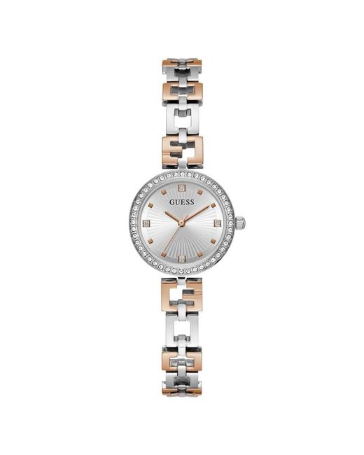 Guess Metallic Two-tone G-link Silver Dial Silver