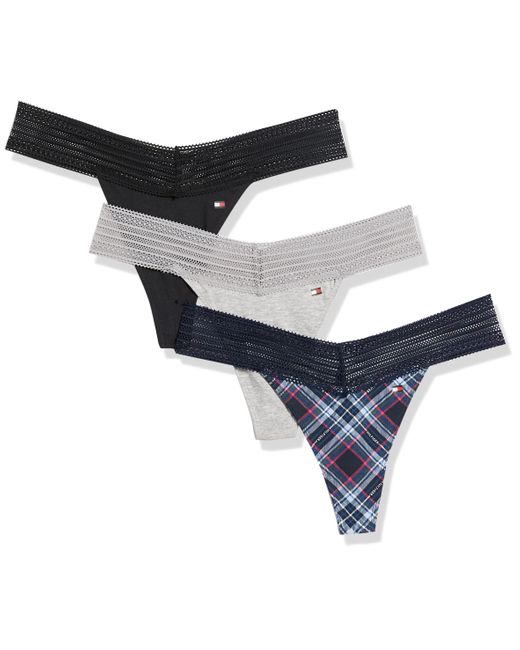 Tommy Hilfiger Black Underwear Cotton Lace Thong Underwear Panties
