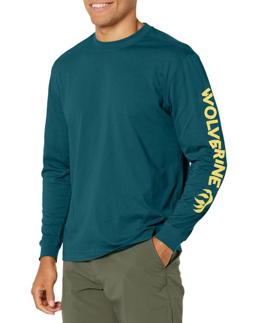 Wolverine Green Graphic Long Sleeve Tee for men