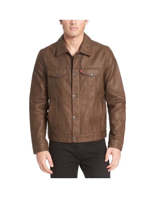levi's men's smooth lamb touch faux leather classic trucker jacket