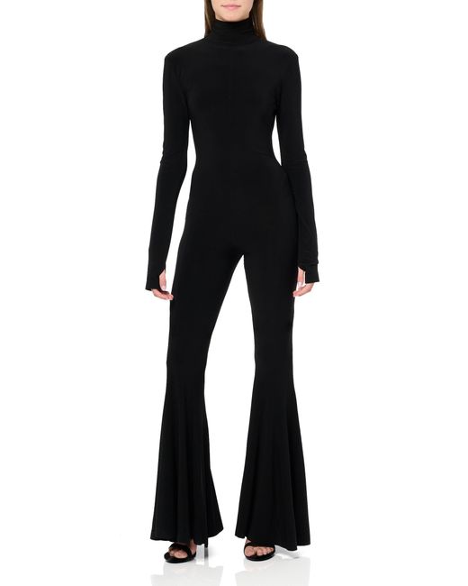 Norma Kamali Black Long Sleeve Turtleneck Fishtail Jumpsuit