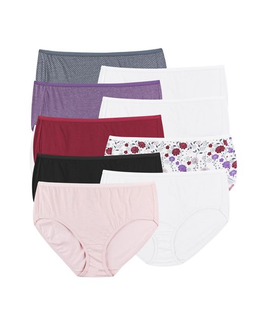 Hanes Pink Just My Size Womens Cool Comfort Cotton 10-pack Briefs