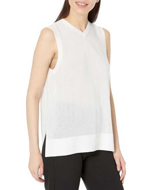 Emporio Armani White A | X Armani Exchange Sleeveless Linen Blend Sweater Vest