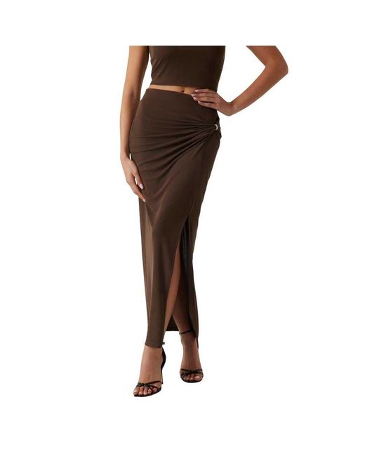 Guess Brown Eco Aimee Jewel Drap Skirt