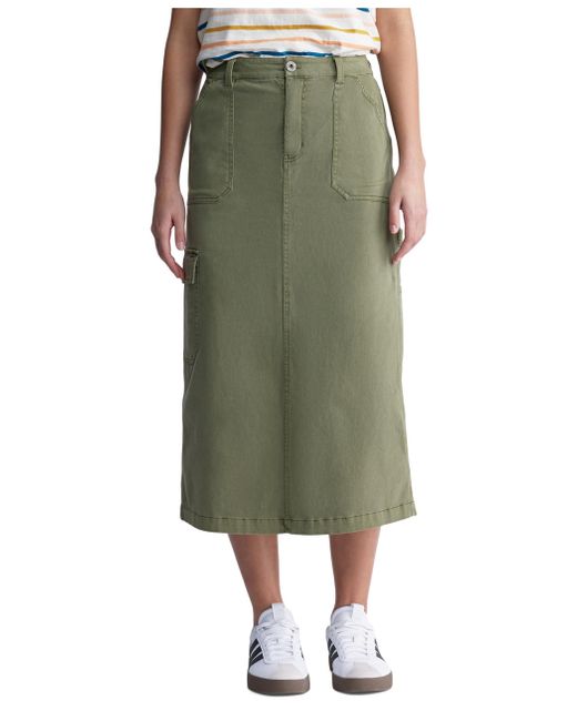 Buffalo David Bitton Green Matilde Mid Rise Twill Maxi Cargo Skirt
