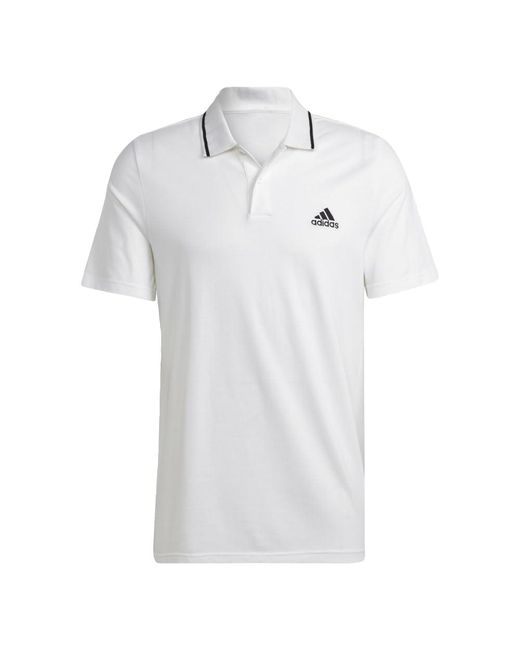 Adidas White Aeroready Essentials Pique Small Logo Polo Shirt for men