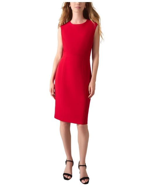 Kasper Red Plus Size Cap Sleeve Sheath Dress With Seamed Waist Detail