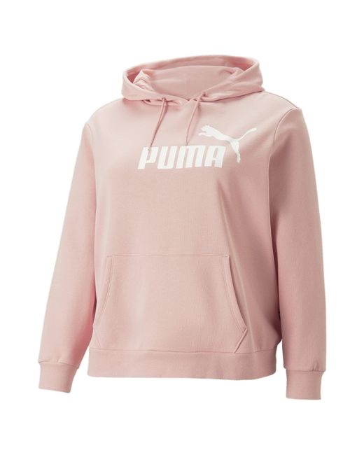 PUMA Pink Essentials Logo Fleece Hoodie Hooded Sweatshirt