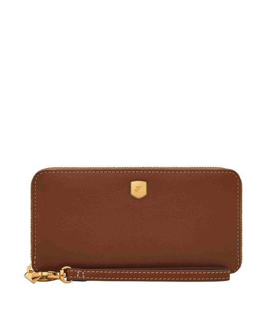 Fossil Brown Lennox Leather Zip Around Clutch Wallet