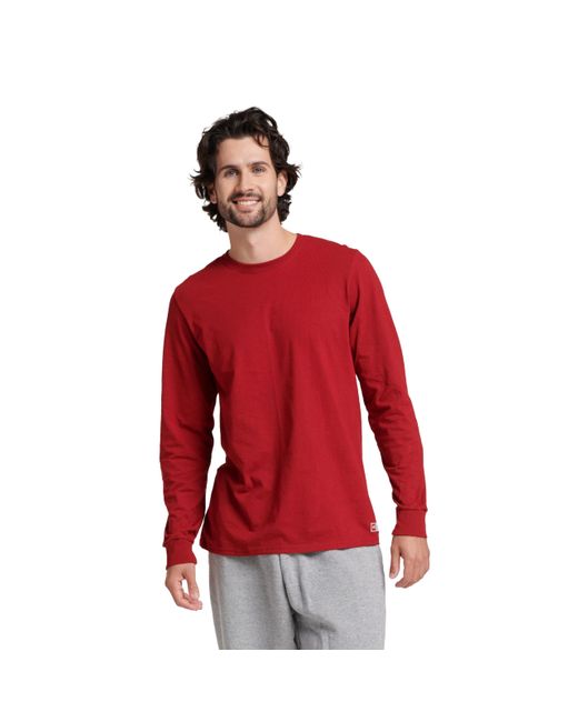 Russell Red S Dri-power Cotton Blend Long Sleeve Tees for men