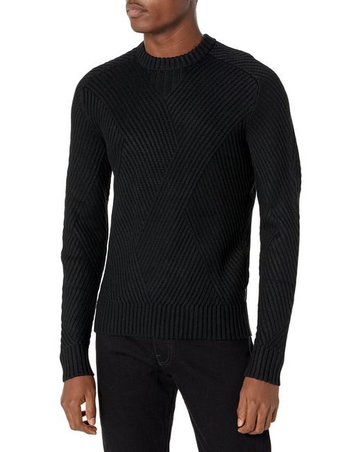Emporio Armani Black A | X Armani Exchange Long Sleeve Mix Wool Ribbed Sweater for men