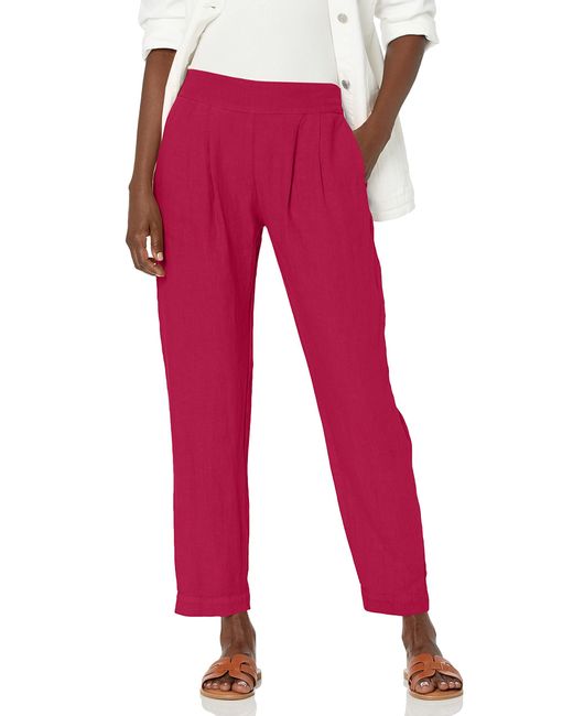 Enza Costa Red French Linen Easy Pant