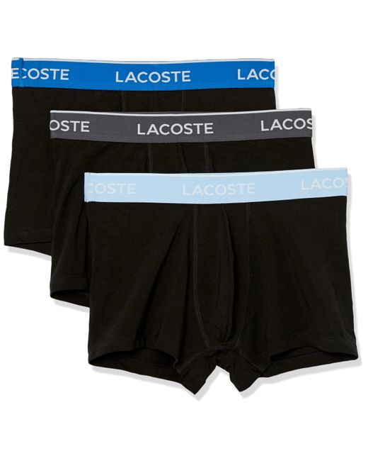 Lacoste Black Casual Classic 3 Pack Cotton Stretch Trunks for men