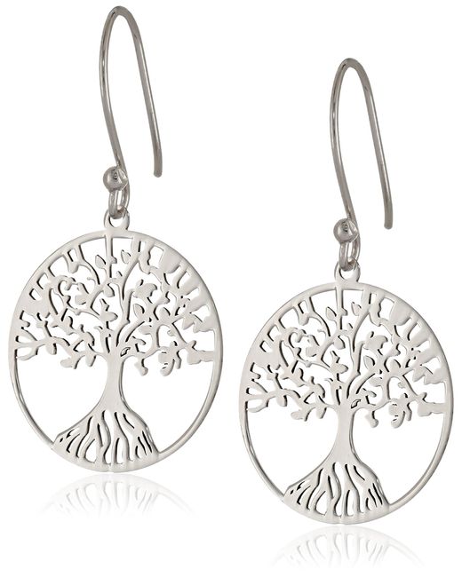 Amazon Essentials Metallic Sterling Silver Tree Of Life Earrings