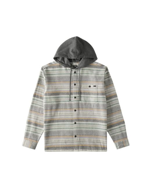 Billabong Gray Classic Hooded Baja Flannel for men