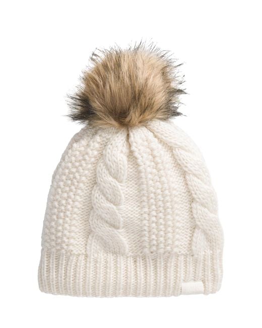 The North Face Natural Oh Mega Fur Pom Lined Beanie Deep Fit
