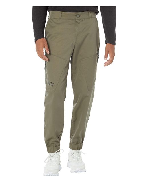 Emporio Armani Green A | X Armani Exchange Twill Patch Pocket Cargo Jogger-Trousers for men
