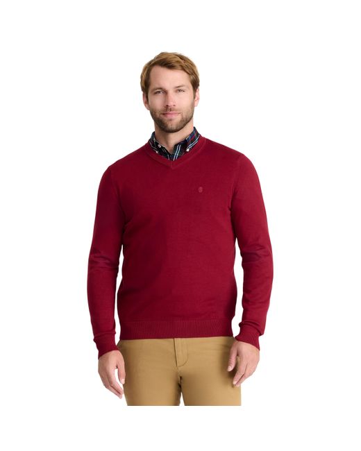 Izod Red Big And Tall Fieldhouse V-neck Solid 12 Gauge Sweater for men