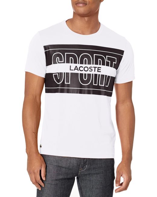 Lacoste White Short Sleeve Graphic Sport T-shirt for men