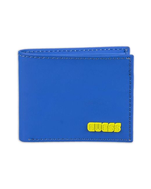 Guess Leather Slim Bifold Wallet in Blue for Men Save 35 Lyst