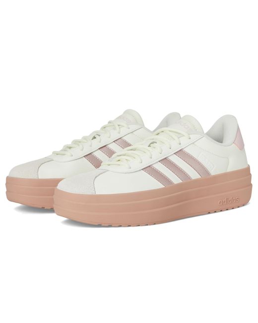 Adidas White Vl Court Bold (Ivory/Sandy Met/Sandy) Tennis Shoes