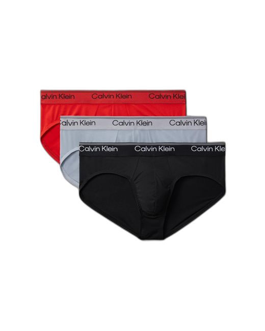 Calvin Klein Red Micro Stretch 3-pack Hip Brief for men