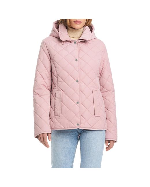 Jones New York Ladies Lightweight Quilted Jacket With A Hood in Red Lyst