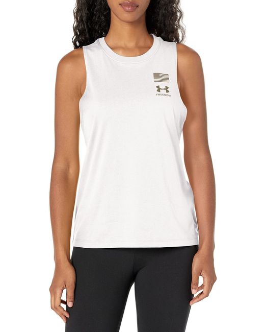 Under Armour White Freedom Repeat Muscle Tank