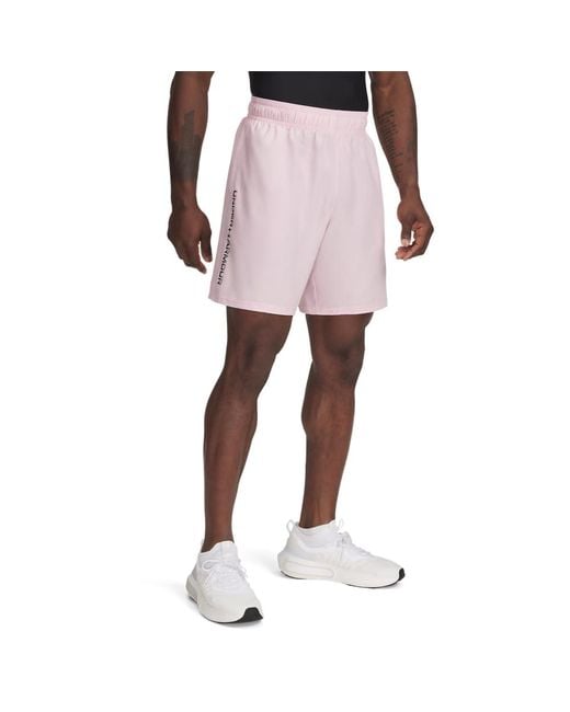 Under Armour Pink Tech Woven Wordmark 8.25" Shorts Prime for men