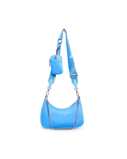 Steve Madden Multi Pouch Nylon Crossbody Bag - Light Blue
