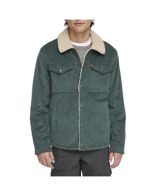 Levi's Green Corduroy Sherpa Trucker Jacket for men