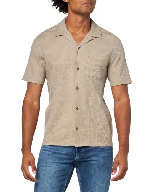 Vince Blue S Short Sleeve Seersucker Short Sleeve Cabana Shirt for men