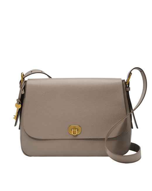 Fossil Harper Leather Large Flap Crossbody Purse Handbag in Brown Lyst
