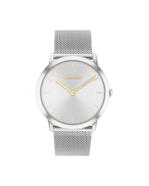 Calvin Klein White And 2h Quartz Watch Stainless Steel With Mesh Bracelet - Water Resistant 3 Atm/30 Meters - Trendy Ck Watches For Him And Her