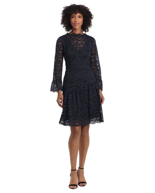 Maggy London Blue Holiday Lace Dress Occasion Event Party Guest Of