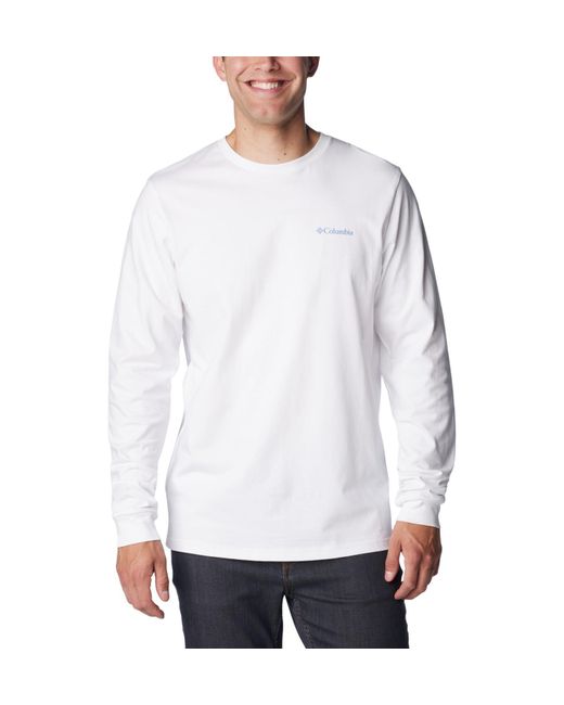 Columbia White Explorers Canyon Long Sleeve T-shirt for men