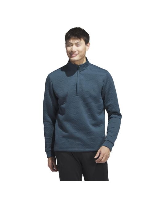 Adidas Blue Dwr Quarter-zip Golf Pullover for men