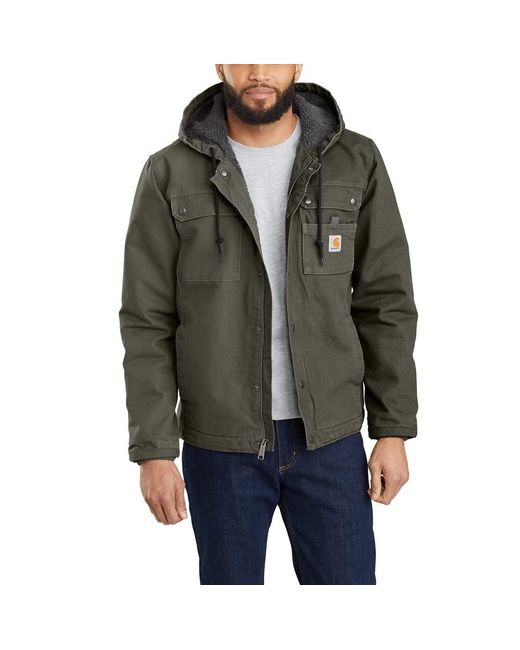 Carhartt Green Big Relaxed Fit Washed Duck Sherpa-lined Utility Jacket for men
