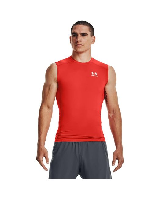 Under Armour Red Standard Heatgear Compression Sleeveless T-shirt, for men