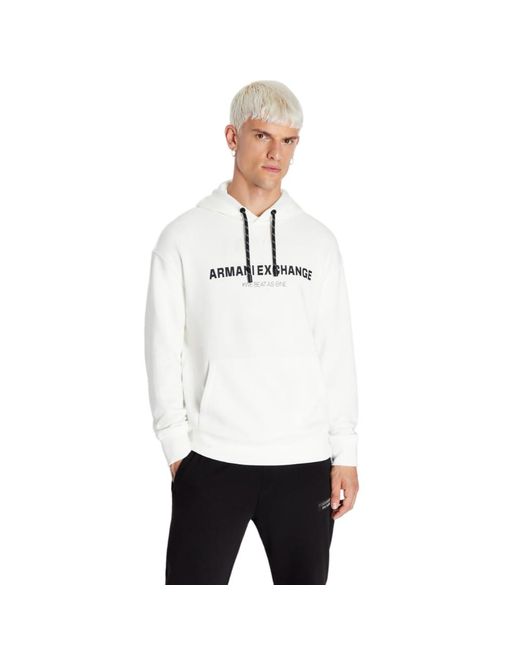Emporio Armani White A | X Armani Exchange Limited Edition We Beat As One Capsule Cotton French Terry Hoodie for men