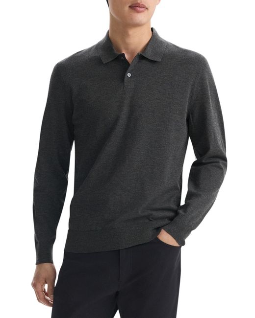 Theory Gray Goris Long Sleeve Polo In Light Bilen for men