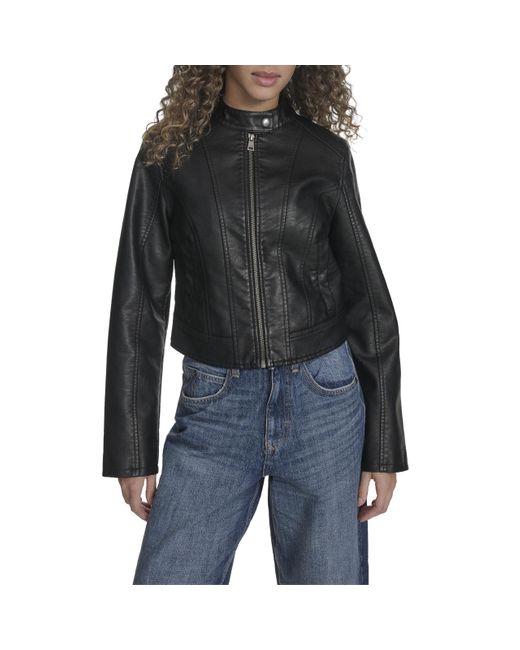 Levi's Black Faux Leather Racer With Princess Seams