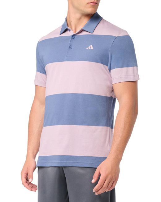Adidas Blue Colorblock Rugby Stripe Polo Shirt for men