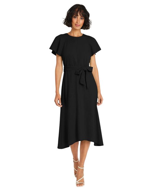 Maggy London Black Flutter Sleeve And Waist Tie Cocktail Multi Occasion Wedding Guest Dresses For